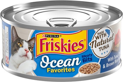 Purina Friskies Natural Wet Cat Food, Ocean Favorites Meaty Bits With Tuna, Crab & Brown Rice