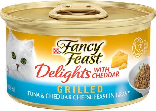 Purina Fancy Feast Grilled Gravy Wet Cat Food, Delights Grilled Tuna & Cheddar Cheese Feast