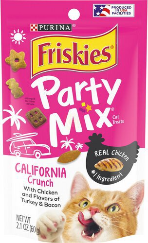 Purina Friskies Made in USA Facilities Cat Treats, Party Mix California Crunch With Chicken