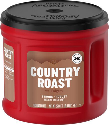 Folgers Country Roast Ground Coffee, Mild Roast, 25.1-Ounce