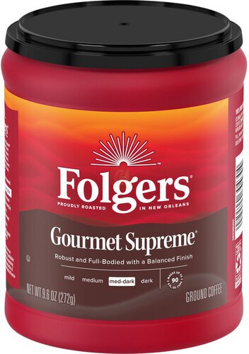 Folgers Gourmet Supreme Ground Coffee, 9.6 Ounce Canisters