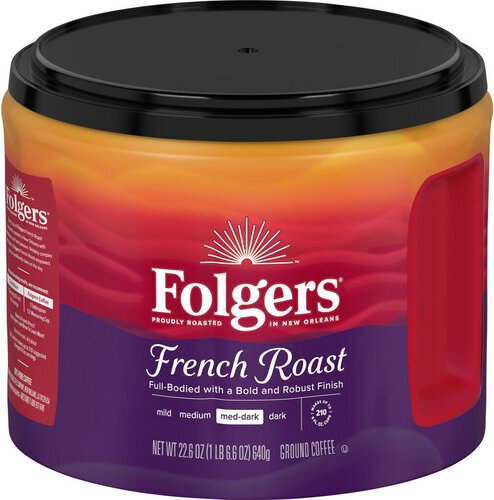 Folgers French Roast Medium-Dark Roast Ground Coffee, 22.6 oz. Canister