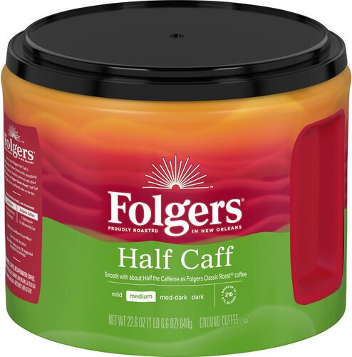 Folgers Half Caff Ground Coffee, Medium Roast, 22.6-Ounce