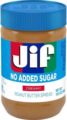 Jif No Added Sugar Creamy Peanut Butter Spread, 15.5 oz. - Smooth, Creamy Texture, No Stir Peanut Butter Spread