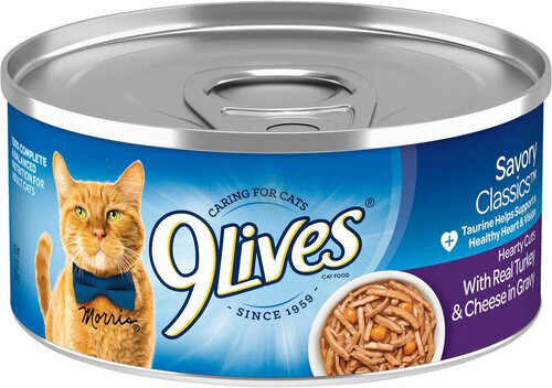 9Lives Hearty Cuts with Real Turkey and Cheese in Gravy Wet Cat Food, 22-Ounce, Pack of 4