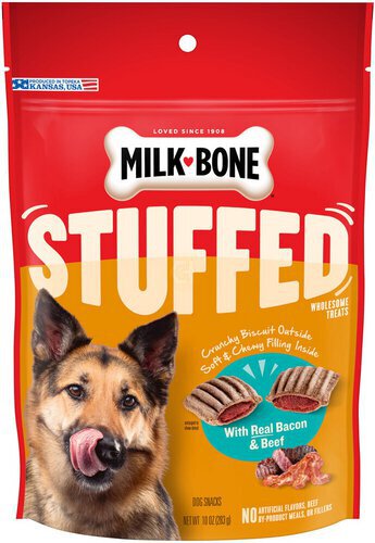 Milk-Bone Stuffed Dog Biscuits With Real Bacon & Beef 10 oz