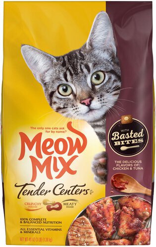 Meow Mix Tender Centers With Basted Bites Chicken And Tuna Flavored Dry Cat Food Pound