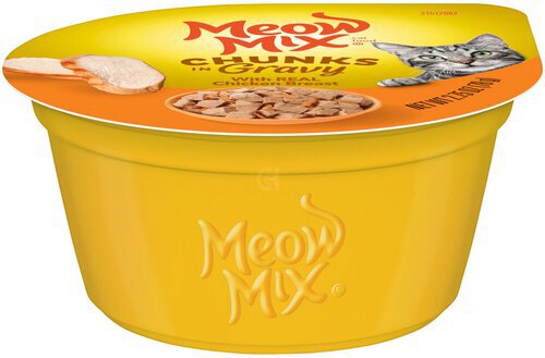 Meow Mix Chunks in Gravy Wet Cat Food With REAL Chicken Breast, 2.75 Oz. Cup (Packaging And Formulation Updates Underway)