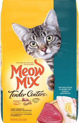 Meow Mix Tender Centers Tuna & Whitefish Flavor Cat Food, 3-Pound