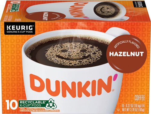 Dunkin' Hazelnut Flavored Coffee K-Cup Pods, 10 Count