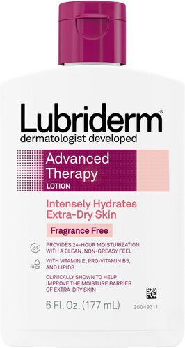 Lubriderm Advanced Therapy Fragrance-Free Moisturizing Lotion with Vitamins E and Pro-Vitamin B5, Intense Hydration for Extra Dry Skin, Non-Greasy Formula, 6 fl. oz
