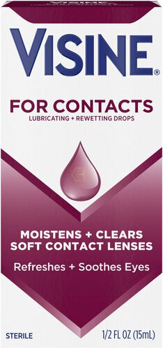 Visine For Contacts Lubricating + Rewetting Drops, Sterile Refreshing & Rewetting Drops for Daily and Soft Contact Lenses, Thimerosal-Free, 0.5 fl. oz