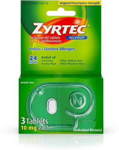ZYRTEC® Allergy Tablets, 3 Count, 10 mg