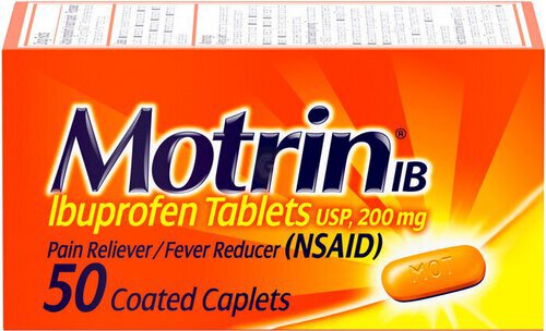 Motrin IB, Ibuprofen 200mg Tablets, Pain Reliever & Fever Reducer for Muscular Aches, Headache, Backache, Menstrual Cramps & Minor Arthritis Pain, NSAID, 50 Ct