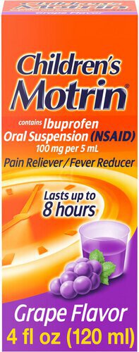 Children's Motrin Oral Suspension, Pain Relief, Ibuprofen, Grape Flavored, 4 Oz