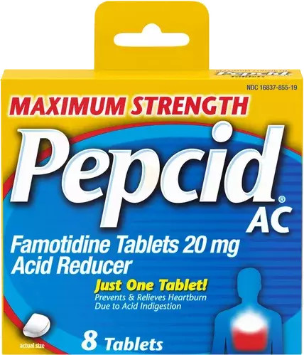 Pepcid AC Maximum Strength Heartburn Relief Tablets, Prevents & Relieves Heartburn Due to Acid Indigestion & Sour Stomach, 20mg of Famotidine to Reduce & Control Acid, Fast-Acting, 8 Ct