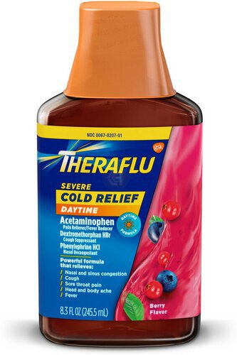 Theraflu ExpressMax Daytime for Severe Cold and Cough  Berry  Flavor Syrup, 8.3 ounce Bottle
