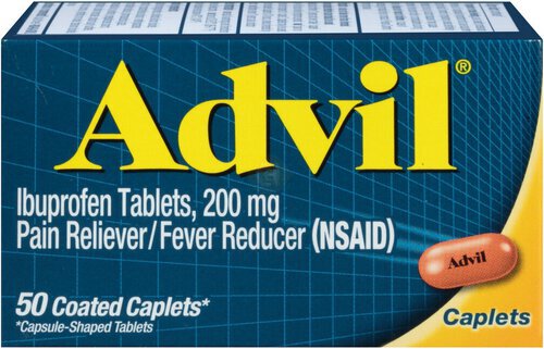 Advil Pain Reliever and Fever Reducer, Ibuprofen 200mg for Pain Relief - 50 Coated Caplets