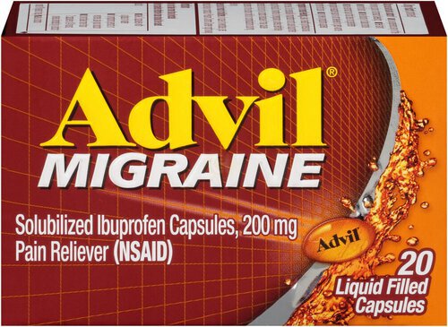 Advil Migraine Headache Relief, Ibuprofen 200mg for Migraine Relief and Nausea Relief - 20 Liquid Filled Capsules