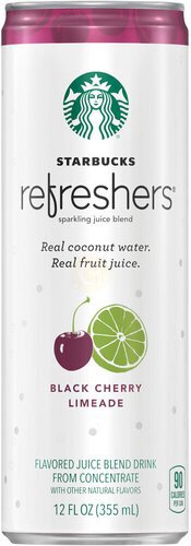 Starbucks Refreshers Sparkling Juice Blend Drink Black Cherry Limeade Flavored  