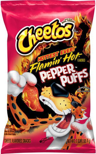 Cheetos Pepper Puffs Cheese Flavored Snacks Flamin' Hot Flavored