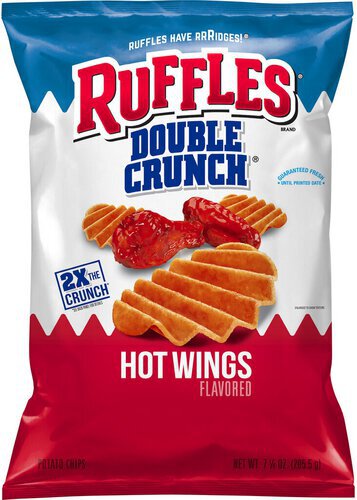Ruffles Double Crunch Potato Chips Hot Wings Flavored   