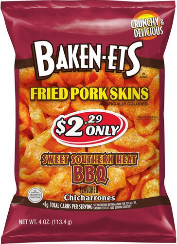 BakenEts Chicharrones Fried Pork Skins Sweet Southern Heat BBQ Flavored