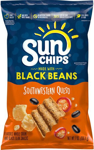 Sunchips Flavored Whole Grain And Black Beans Snacks Southwestern Queso  