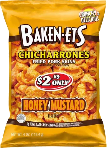 BakenEts Chicharrones Fried Pork Skins Honey Mustard Flavored  
