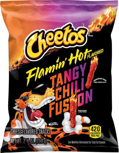 Frito lays Cheetos Flamin Hot Tangy chili Fusion2.5oz