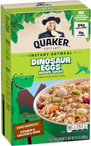 Quaker Instant Oatmeal Dinosaur Eggs Brown Sugar 