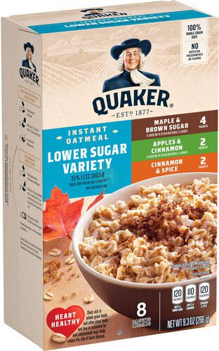 Quaker Instant Oatmeal Lower Sugar Variety 