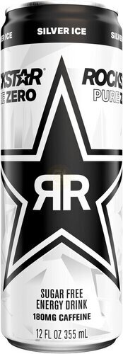 Rockstar Pure Zero Sugar Free Energy Drink Silver Ice 