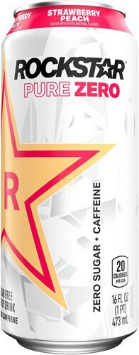 Rockstar Pure Zero Sugar Free Energy Drink Strawberry Peach 