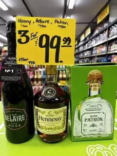 HENNESSY, LUC BELAIRE, PATRON SILVER 750ML EACH