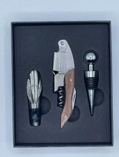 Stainless Steel / Wooden Wine Corkscrew Opener Stopper Pourer Gift Box