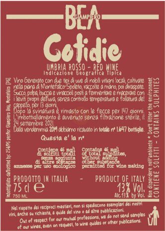Paolo & Giampero Bea Cotidie Umbria Rosso 2022
