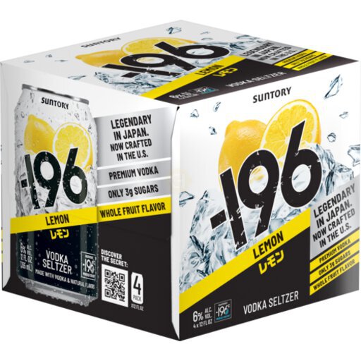 その他 soda Minus 196 Vodka Seltzer Lemon 4 Pack 12oz Cans 12OZ