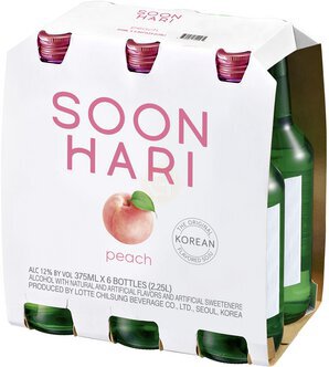 Soonhari Korean Soju Peach Non-appellated 6pk of single serve