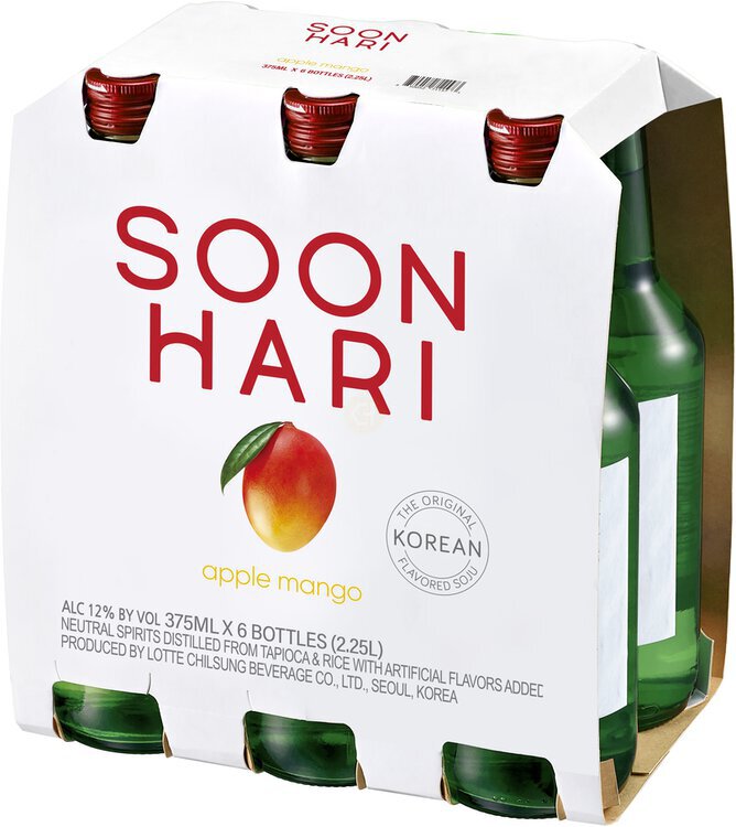 Soonhari Korean Soju Apple Mango of single serve 375ML Bros