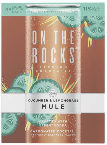 On The Rocks Cucumber & Lemongrass Mule Carbonated Cocktail (4 x 12 fl oz)