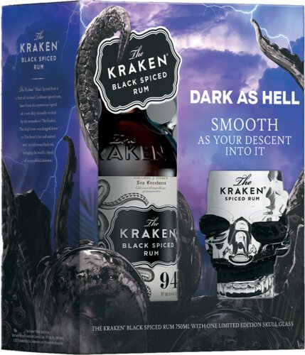 Kraken White Label Spiced Rum Limited Edition Skull Glass