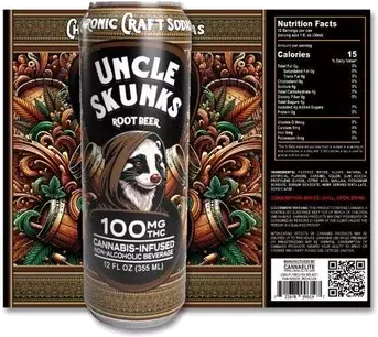 Uncle Skunks Root Beer 100mg Thc Craft Soda