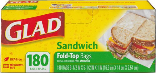 Glad Opn Mth Sndwch Bag 12/180t