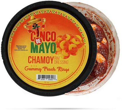 Cinco De Mayo Chamoy Rim Dressing With Gummy Peach Rings