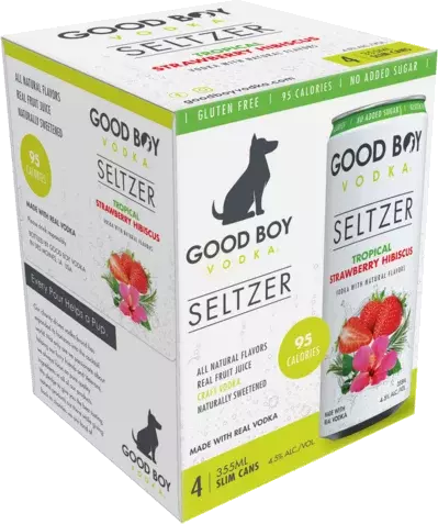 Good Boy Tropical Strawberry Hibiscus Vodka Seltzer