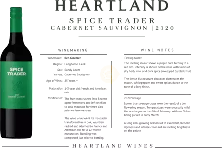Heartland Wines Cabernet Sauvignon Spice Trader Langhorne Creek