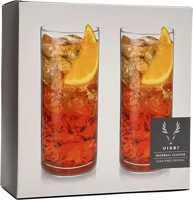 True Brands Viski Crystal Highball Glasses Set Of