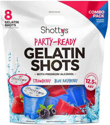 Shottys Party Ready Gelatin Shots Strawberry Blue Raspberry