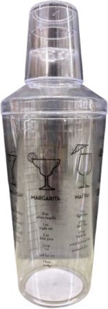 Smoke Colored Plastic Cocktail Shaker With Recipes By True
